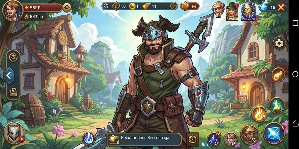 Screenshot menunjukkan aksi penuh dalam game RPG 55RP.