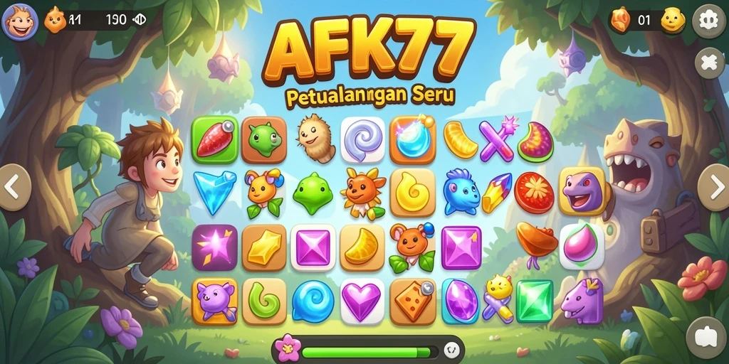 Tampilan menarik dari gameplay AFK77 yang penuh warna.