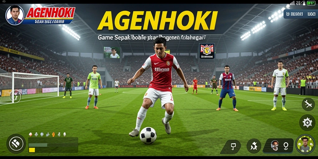 Tampilan screenshot AGENHOKI yang menampilkan aksi sepak bola yang mendebarkan.