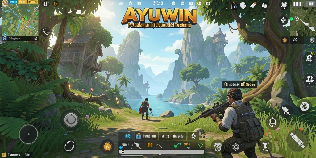 Screenshot gameplay AYUWIN yang menunjukkan eksplorasi dunia terbuka.
