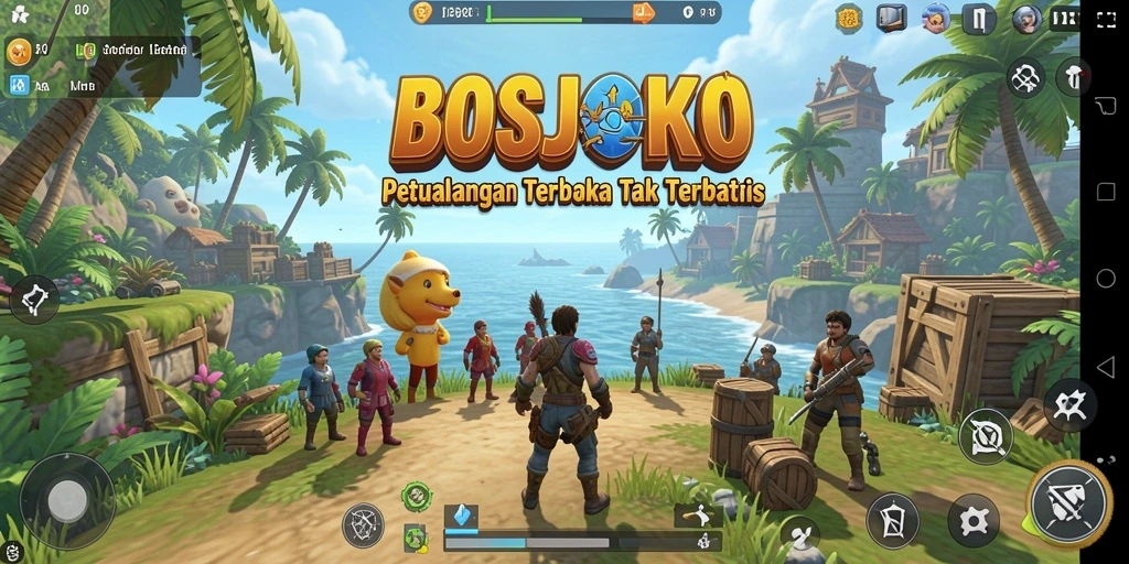 Tampilan gameplay <strong>BOSJOKO</strong> yang menakjubkan saat menjelajahi dunia terbuka.