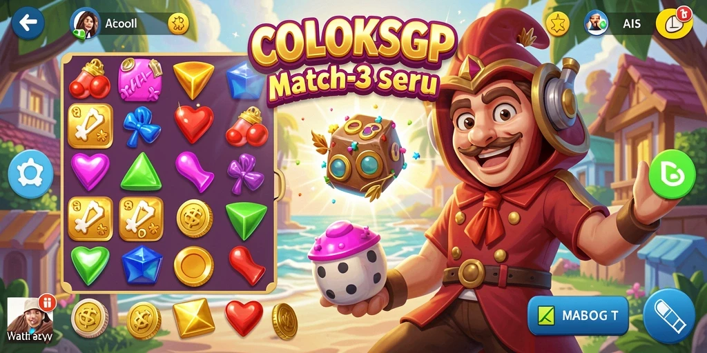 Gameplay seru COLOKSGP dengan tantangan Match-3 yang menarik.