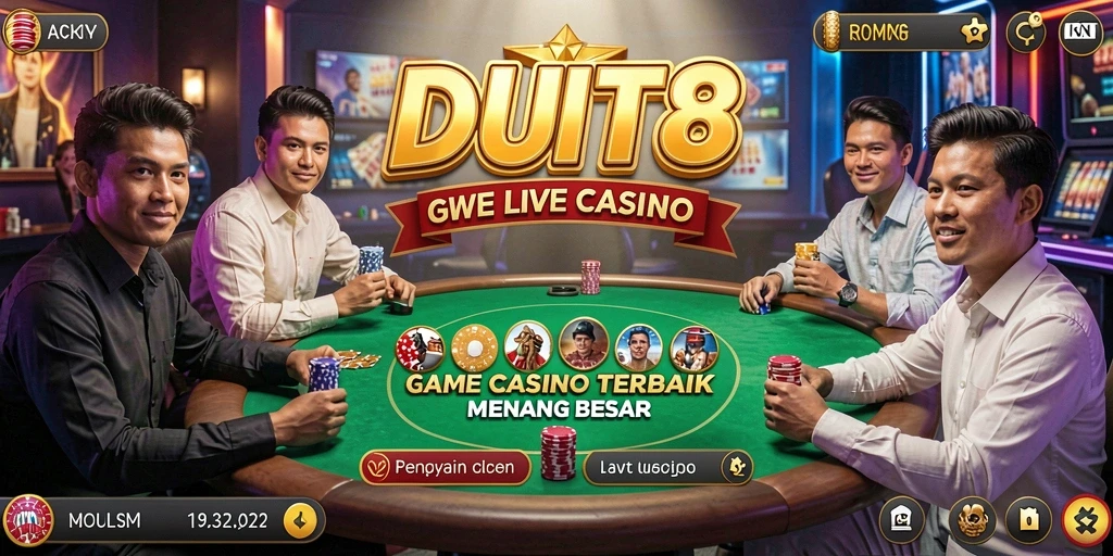 Tampilan gameplay mendebarkan dalam aplikasi Live Casino DUIT8.