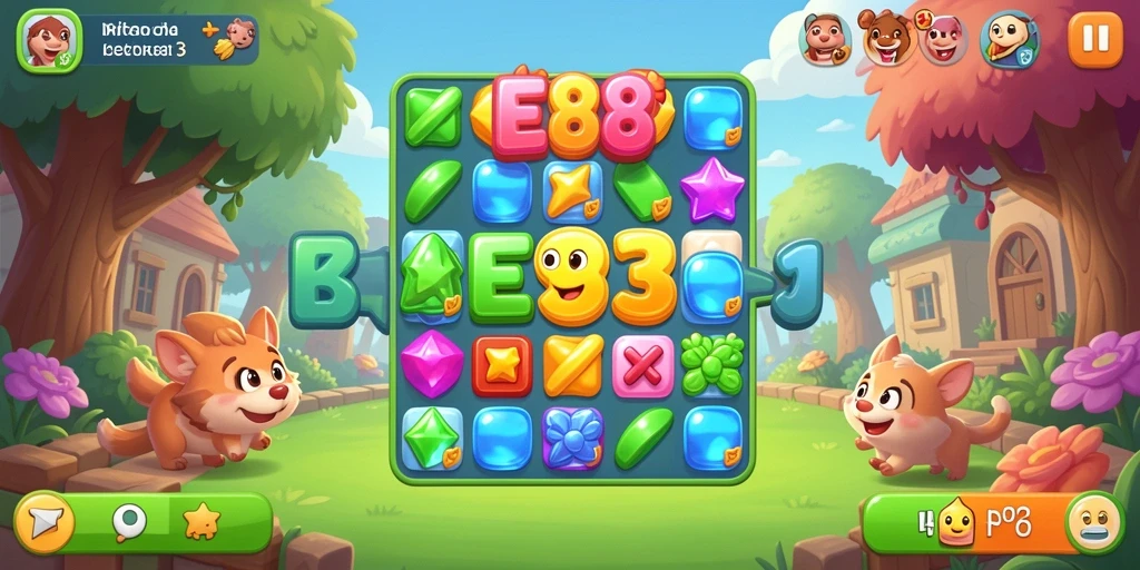 Tampilan gameplay seru di E88 dengan kombinasi warna-warni.