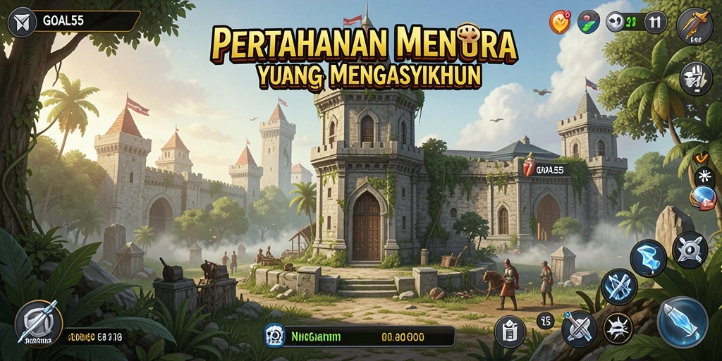 Screenshot menampilkan aksi seru gameplay Tower Defense.
