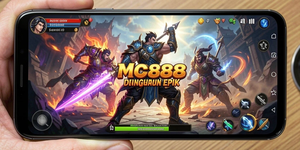 Screenshot MC888 menampilkan pertarungan seru dengan karakter-kareakter unik.