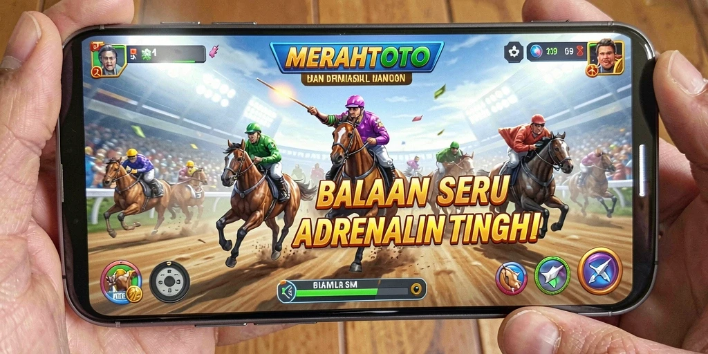 Tampilan gameplay balapan yang intens dan menegangkan di MERAHTOTO.