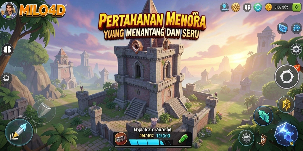 Gameplay <strong>MILO4D</strong> menunjukkan strategi pertahanan menara yang intens dan menantang.