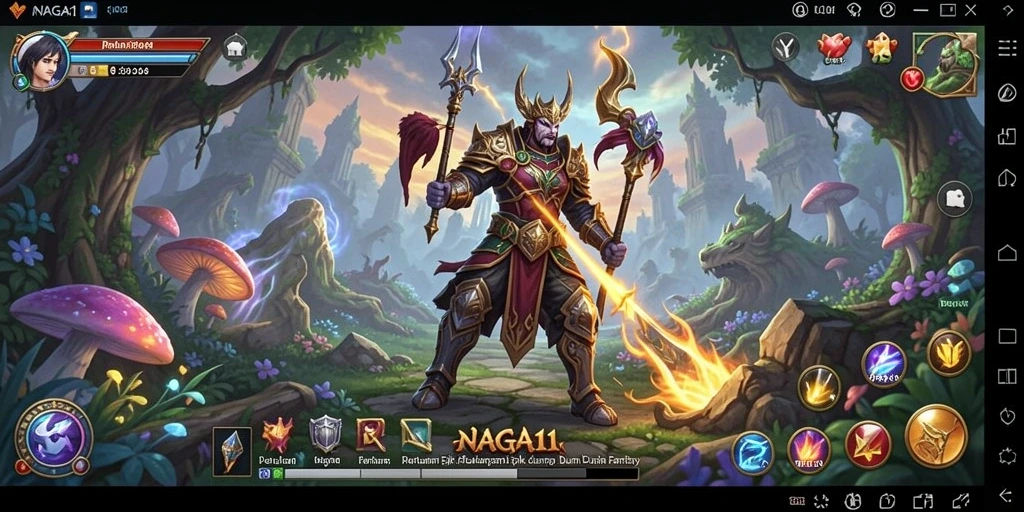 Screenshot NAGA11 menampilkan momen seru dalam pertarungan RPG.