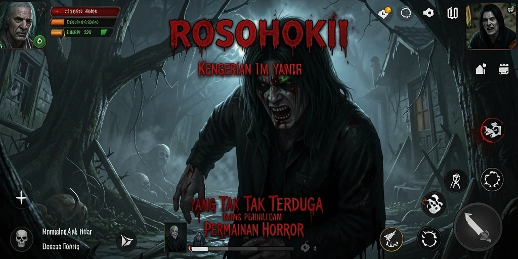 Tangkapan layar gameplay ROSOHOKI yang menegangkan dan mencekam.