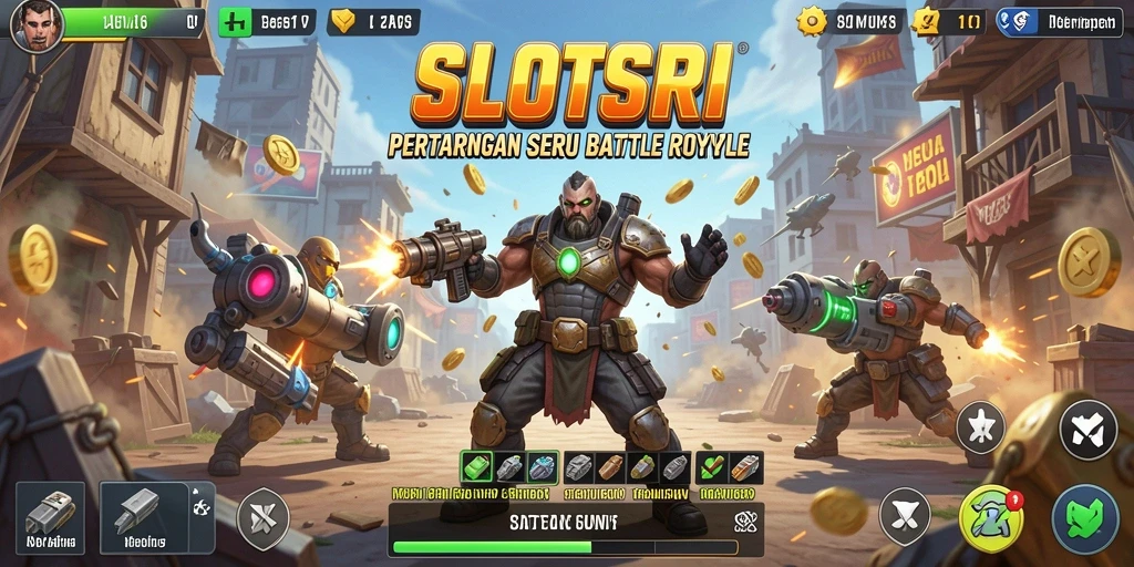 Screenshot gameplay SLOTSRI menampilkan aksi seru Battle Royale.